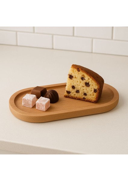 Doğal Masif Kayın Ahşap Dikdörtgen Sunumluk | Kahve Yanı & Tatlı Servis Tabağı – 30X15 cm