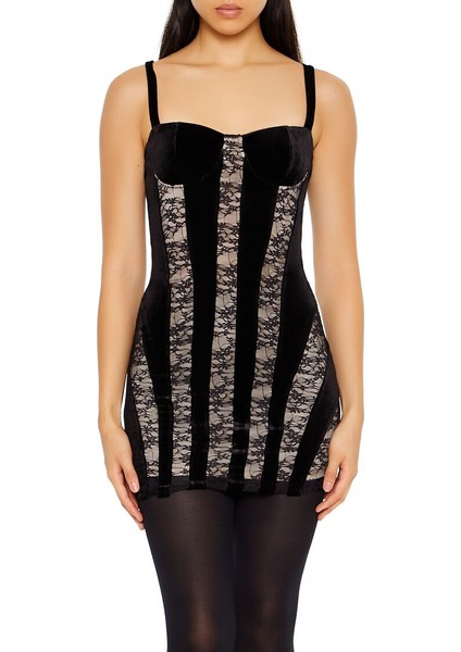 Dantel Detaylı Mini Elbise