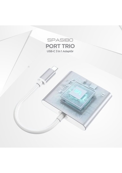Port Trio Usb-C HUB 3 In 1 Adaptör | 4K UHD Hdmı, Hızlı Veri Transferi ve Çoklu Bağlantı Deneyimi! fırsatları