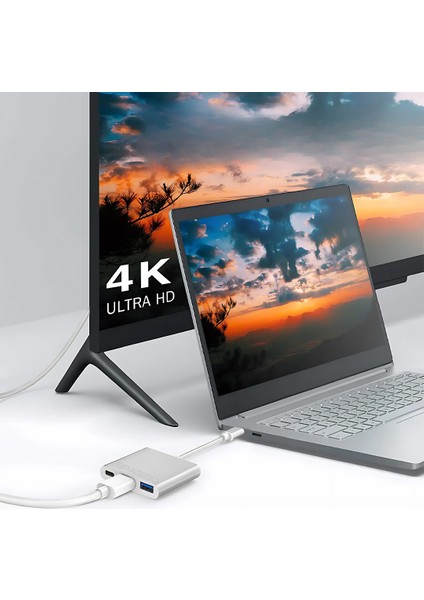 Port Trio Usb-C HUB 3 In 1 Adaptör | 4K UHD Hdmı, Hızlı Veri Transferi ve Çoklu Bağlantı Deneyimi! indirimleri