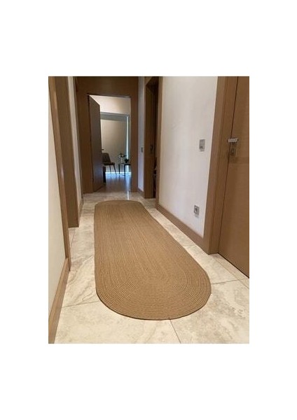 Oval Jüt Yuvarlak Hasır Görünümlü Klasik Halı Kilim