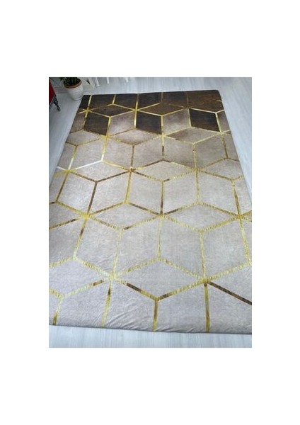 Kahve Piramit Model Ipek Kadife Lastikli Halı Örtüsü fiyatları