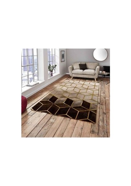 Kahve Piramit Model Ipek Kadife Lastikli Halı Örtüsü