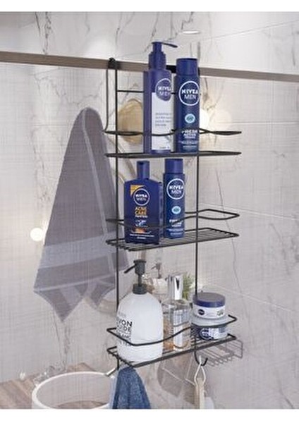 3 Katlı Duşakabin Rafı - Askılı Banyo Düzenleyici
