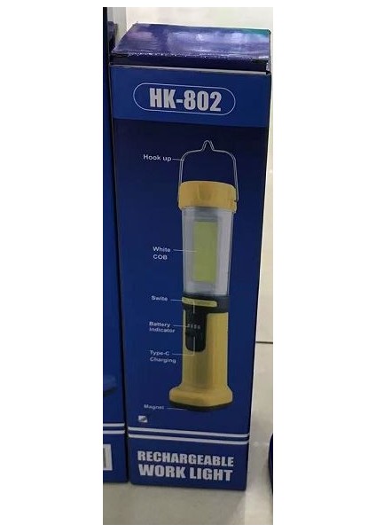 HK-802 Şarjlı 30 Beyaz + 20 Mavi-Kırmızı Smd LED / 55 Cob Ledli 5 Modlu Çalışma Lambası