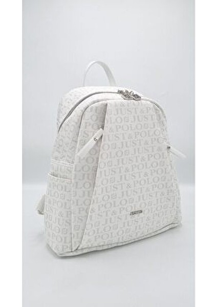 Kadın Beyaz 9 Bölmeli Gofraj Baskılı Sırt Çantası ve Cüzdan Kombini fiyatları