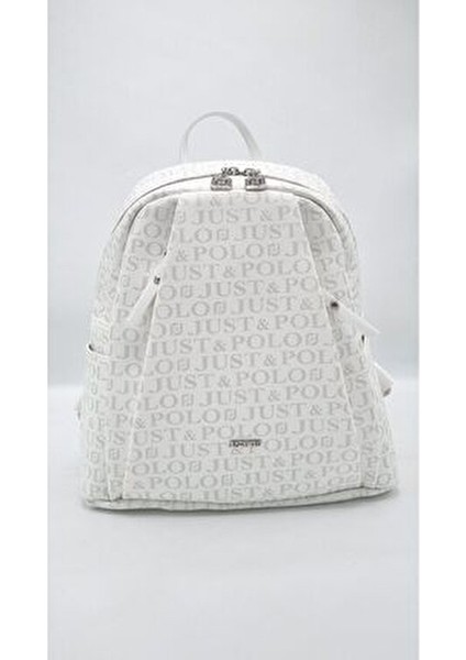 Kadın Beyaz 9 Bölmeli Gofraj Baskılı Sırt Çantası ve Cüzdan Kombini indirimleri