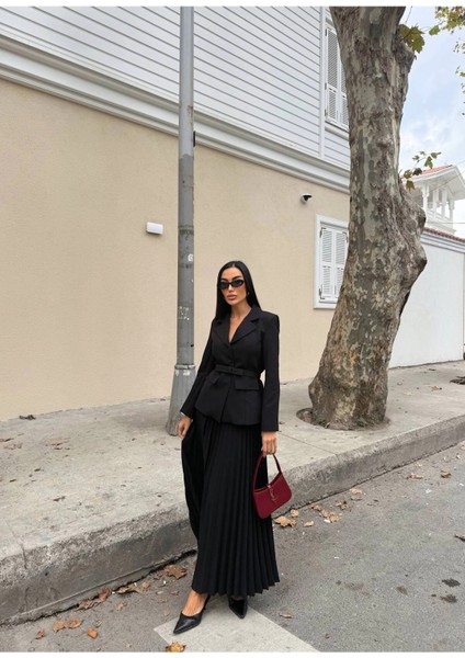 Kadın Belden Kemerli Şık Takım-Blazer&piliseli Etek fırsatları