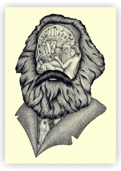 Karl Marx Çalışan Kafa Ahşap Poster 20 x 29 cm