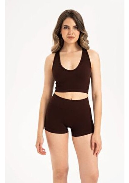 Dikişsiz Yüksek Bel Fitilli Rahat Esnek Spor Kısa Şort 9004 indirimleri