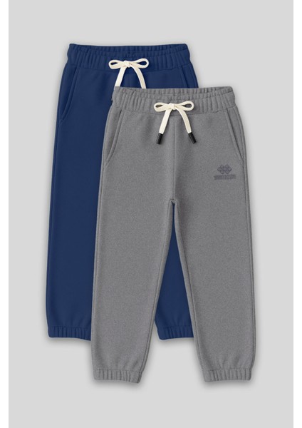 Standart Fit Basic 2li Paket Parlament-Gri Melanj Erkek Çocuk eşofman Alt - 11225