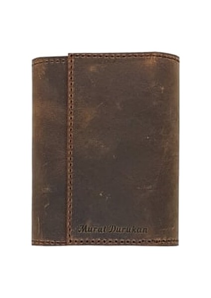 Unisex Hakiki Deri Akordiyon Cüzdan Şık Tasarım Küçük Boy Fındık Renkli