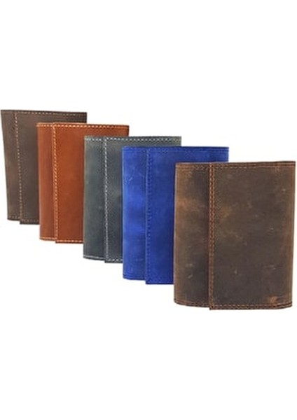 Unisex Hakiki Deri Akordiyon Cüzdan Şık Tasarım Küçük Boy Fındık Renkli