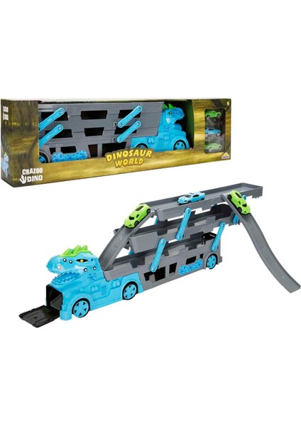 Dino 3 Katlı Rampalı Dinozor Transporter 45 cm - Mavi