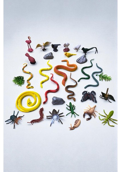 32 Parça Oyuncak Kuşlar Oyuncak Yılanlar ve Oyuncak Böcekler Seti Yüksek Kalite