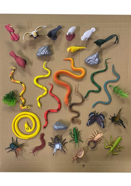 32 Parça Oyuncak Kuşlar Oyuncak Yılanlar ve Oyuncak Böcekler Seti Yüksek Kalite