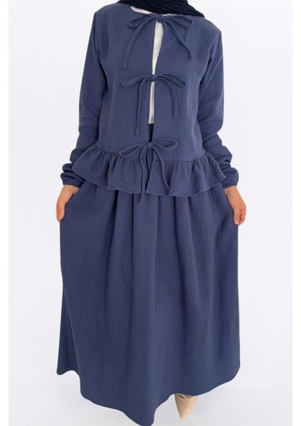 Müslin Etekli Takım-Rahat Kalıp Etekli Müslin Kumaş %100 Pamuk Kadın Kimono Takım modelleri