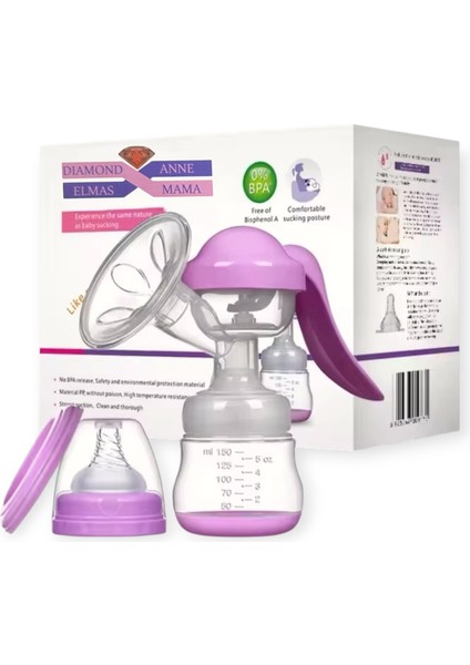 Diamond Anne Mama Manuel Göğüs Pompası Doğal Emzirme Masajlı Konforlu ve Güvenli Süt Emzirme Deneyimini Evinize Taşıyın RH-111