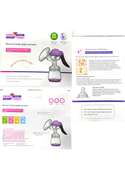 Diamond Anne Mama Manuel Göğüs Pompası Doğal Emzirme Masajlı Konforlu ve Güvenli Süt Emzirme Deneyimini Evinize Taşıyın RH-111 modelleri