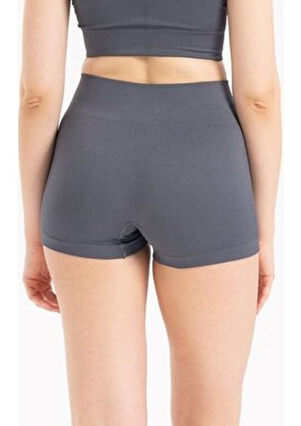 Dikişsiz Yüksek Bel Fitilli Rahat Esnek Spor Kısa Şort 9004 modelleri