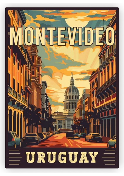 Montevideo Urugay Ahşap Poster 20X29 cm