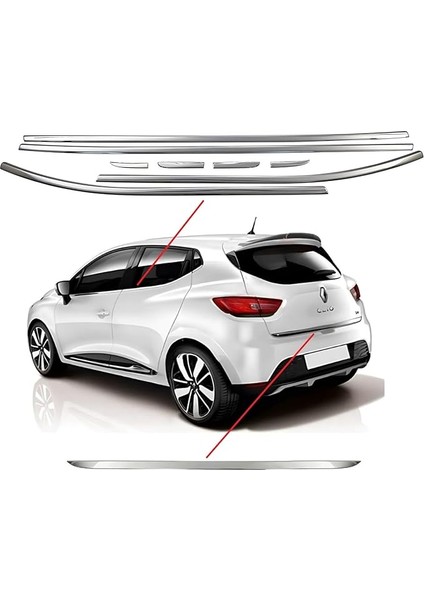 Renault Clio 4 Krom Cam Çıtası ve Alt Bagaj Çıtası - 9 Parça