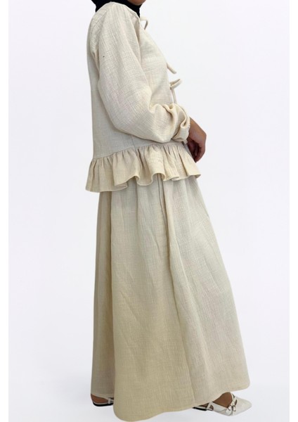 Müslin Etekli Takım-Rahat Kalıp Etekli Müslin Kumaş %100 Pamuk Kadın Kimono Takım fiyatları