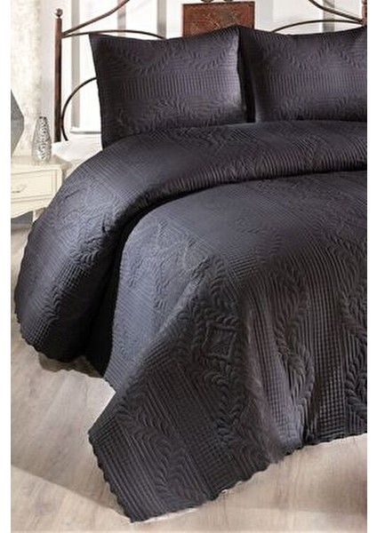 Ultrasonik Kapitoneli Sena Çift Kişilik Yatak Örtüsü Siyah