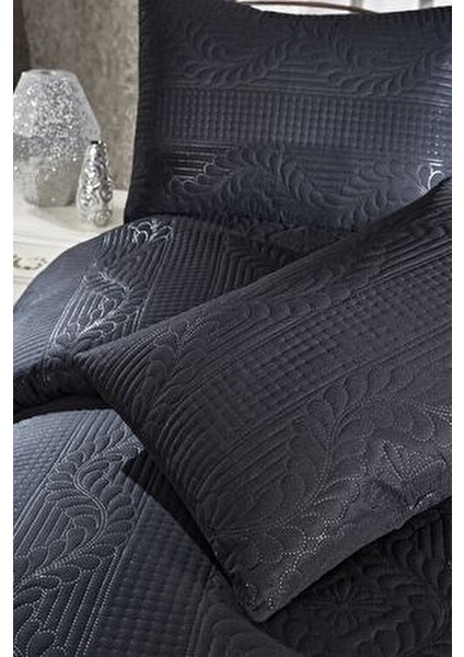 Ultrasonik Kapitoneli Sena Çift Kişilik Yatak Örtüsü Siyah