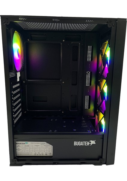 Alçura 4X12CM Rainbow Mid Tower Mesh Tempered Cam Gaming Bilgisayar Kasası modelleri