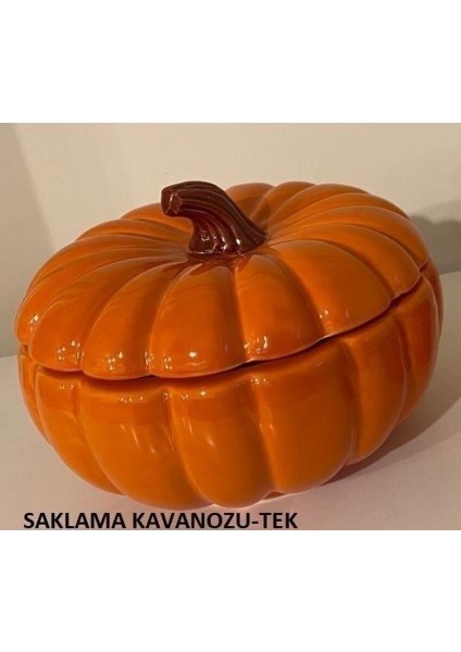 Kabak Seramik Kapaklı Kavanoz Saklama Kavanozu Tek 17X17X13CM