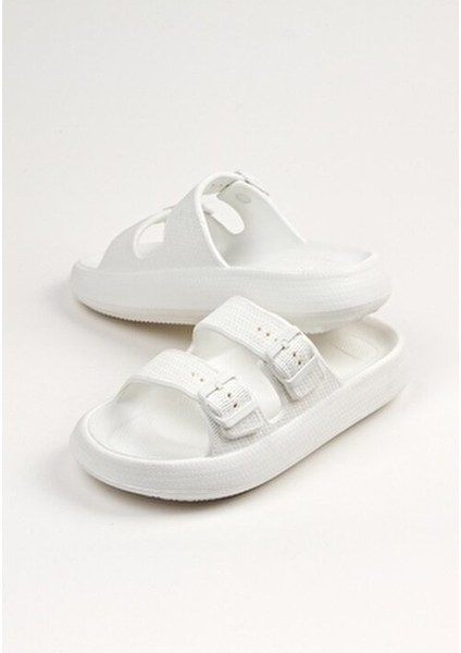 Beyaz Erkek Çift Tokalı Eva Plaj Terliği Günlük Kullanım İçin Konforlu Tasarım modelleri
