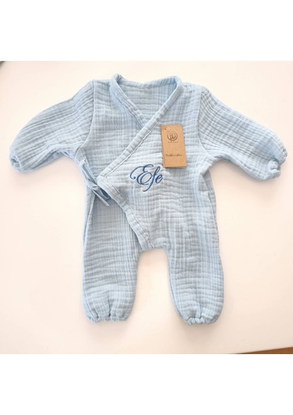 Isme Özel 6 Parça Mavi Müslin Hastane Çıkışı Seti fiyatları