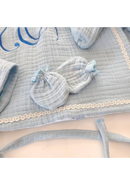 Isme Özel 6 Parça Mavi Müslin Hastane Çıkışı Seti fırsatları