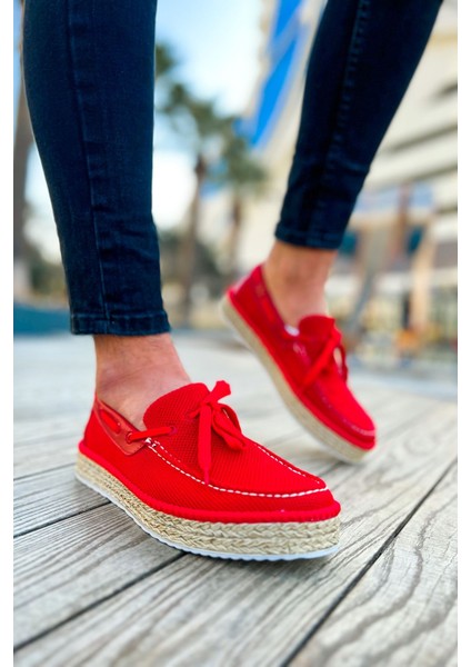 Esto Espadril Günlük Bağcıklı Erkek Espadril Kırmızı modelleri