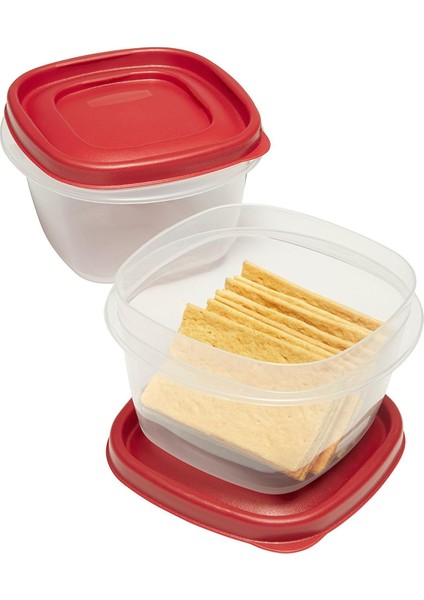 Easy Find Lids 296 ml (1,25 Cup) Yiyecek Saklama Kabı – 4 Parça Set, Kırmızı Kapaklı, Bpa Free