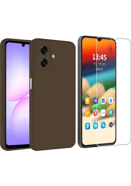 Samsung Galaxy A07 ile Uyumlu Kılıf Esnek Premium Telefon Kılıfı ve Temperli Cam Ekran Koruyucu