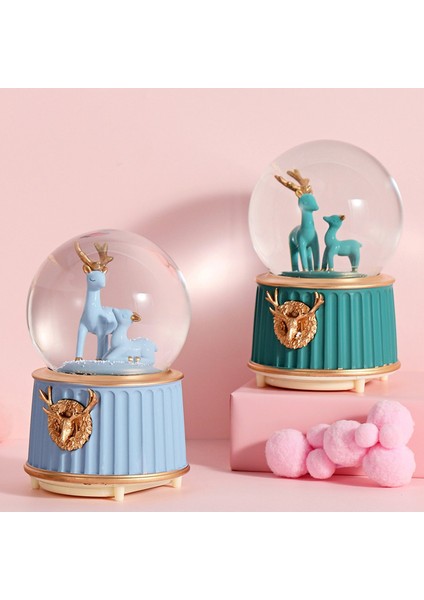 Geyikli Orta Boy Işıklı Müzikli Kar Küresi ve Lotus Çiçeği Kolye modelleri