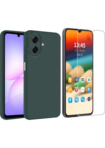 Samsung Galaxy A07 ile Uyumlu Kılıf Esnek Premium Telefon Kılıfı ve Temperli Cam Ekran Koruyucu