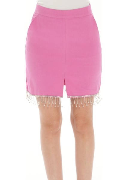 Özel Tasarım Taş Işlemeli Pembe Etek| Parti Eteği| Şık Etek| Tasarım Etek|el Işçiliği Tek Üretim