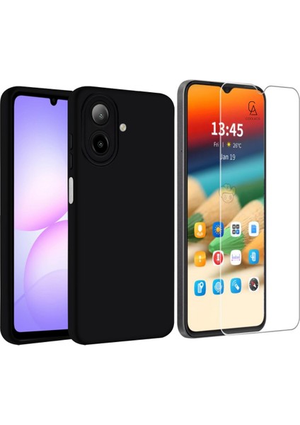 Samsung Galaxy A07 ile Uyumlu Kılıf Esnek Premium Telefon Kılıfı ve Temperli Cam Ekran Koruyucu