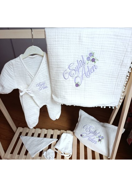 Kişiye Özel Nakışlı 6’lı Müslin Bebek Seti – Hastane Çıkışı
