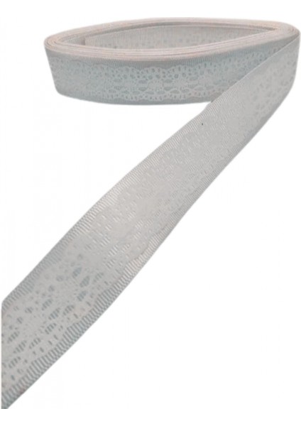 Tafta Dantel Görünümlü Kurdele Gri 25 mm 5 Metre