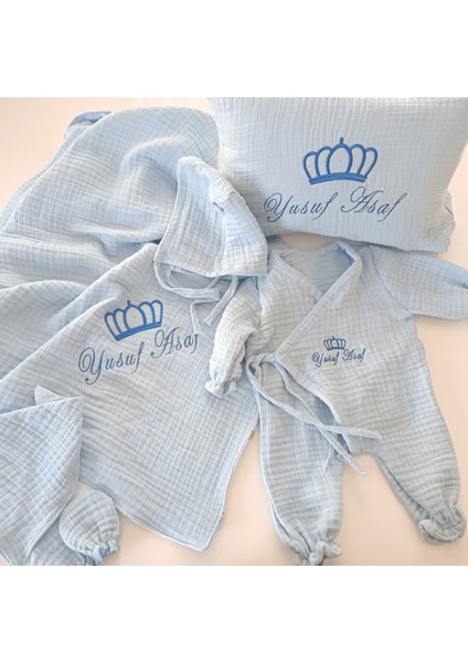 Kişiye Özel 4 Kat Müslin Hastane Çıkışı Seti | Isim Nakışlı modelleri
