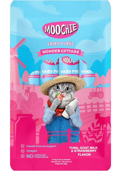 Sıvı Kedi Ödülü Ton Balığı, Keçi Sütü ve Çilekli - 5 x 15 gr