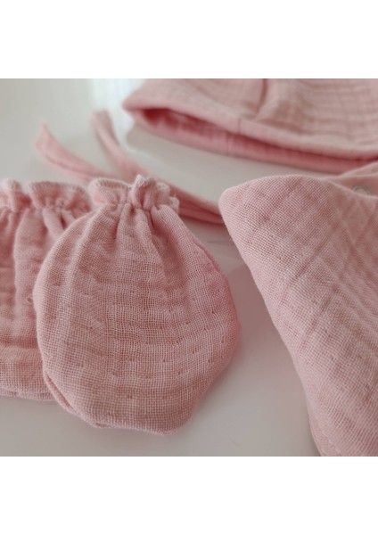 Pembe Müslin 4'lü Yenidoğan Seti