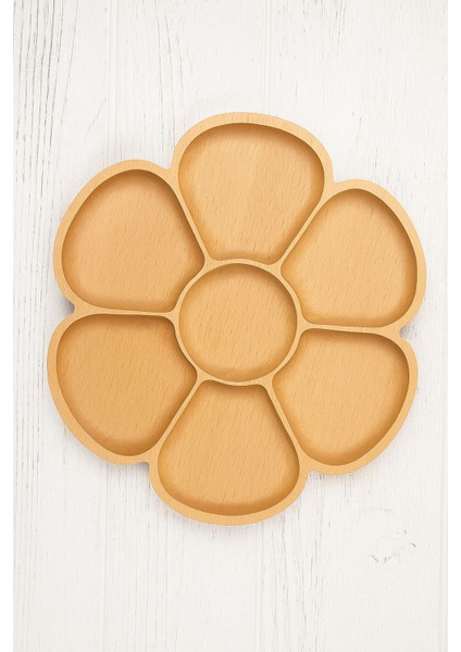 Çiçek Formu Masif Kayın Ahşap 7 Bölmeli Sunumluk | Doğal Ahşap Kahvaltı & Çerezlik – 25X23 cm modelleri