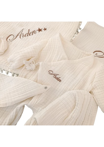 Kişiye Özel 6 Parça Müslin Bebek Hastane Çıkış Seti