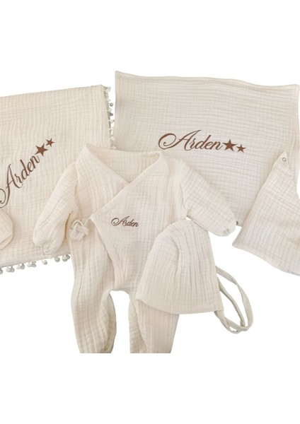 Kişiye Özel 6 Parça Müslin Bebek Hastane Çıkış Seti modelleri