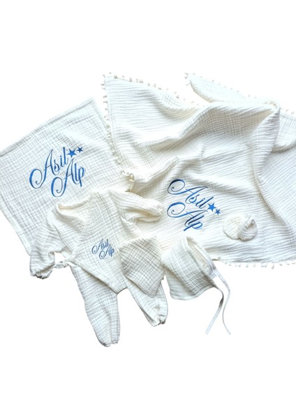 Kişiye Özel 6 Parça Müslin Bebek Hastane Çıkış Seti